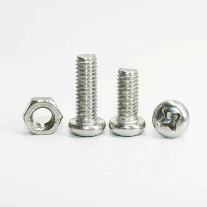 Mini Machine Screw M1 M1.2 M1.4 M1.6 M2.5 M3 304 Stainless Steel Phillips Round Head Cross Little Bolts Nuts for Motherboard CPU