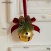 Christmas Tree Ornament: Small Bell with Velvet Bow & Pine Cone Scene Pendant
