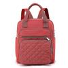 Nylon Backpack Ladies Bag Rhombus Embroidered Thread Small Square Bag, Red