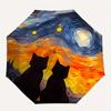 1pc Night Cats Automatic Open 8-Rib Windproof Umbrella, Travel & Commuting, Suitable for All Seasons