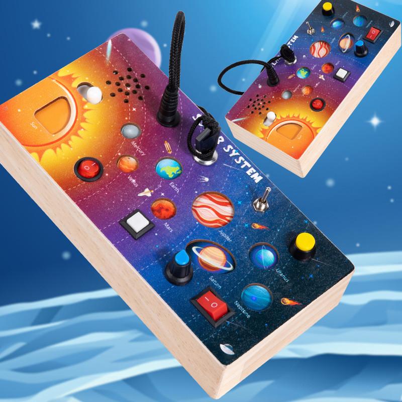 Wooden Simulate Solar System Theme Switch Game Board Children Toy Puzzle