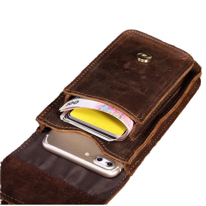 Original Men's Genuine Leather Waist Bag Retro Crazy Horse Motorcycle Artistic Leisure Phone