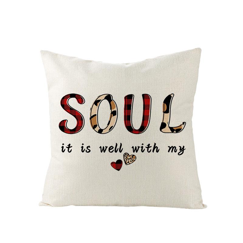 Plaid Valentine's Day Pillow Cover Polyester Printed Love Sofa Cushion Cover Nordic Bedroom Sofa Cushion