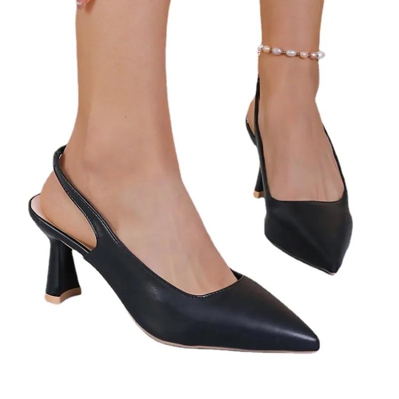 Pantofi pentru femei 2024, la modă, cu tocuri înalte, pentru femei, de vară, la birou și la carieră, sandale sexy cu toc cu vârf ascuțit