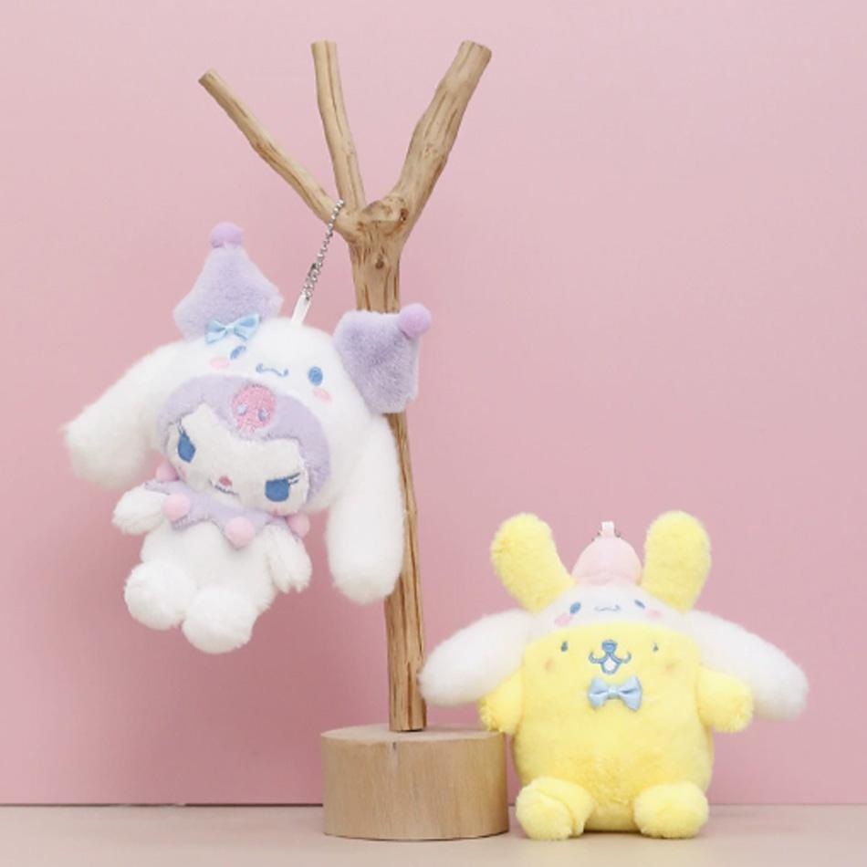 Model New Cartoon Plush Toys Keychain Cute Kawaii Ornaments Cute Pink Cinnamoroll Kuromi My Melody Anime Peluche