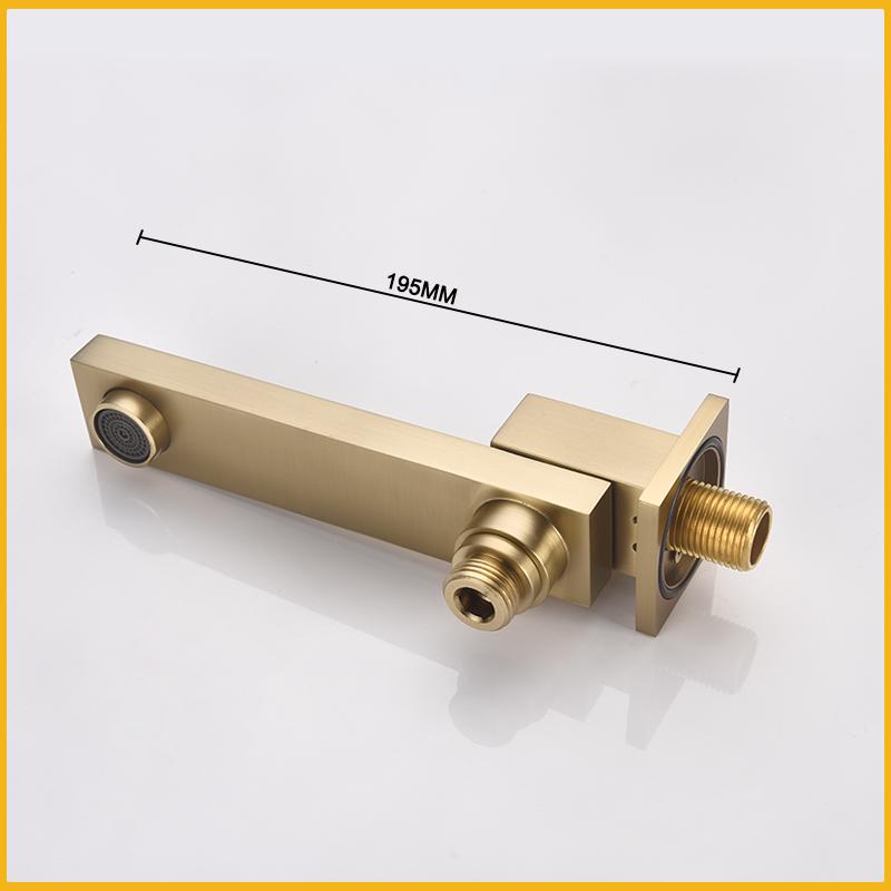 Waschbeckenarmatur aus gebürstetem Gold, Waschbeckenarmatur, Wandmontage, Einhebelmischer aus Messing für heiße und kalte Badewannen mit Handbrause