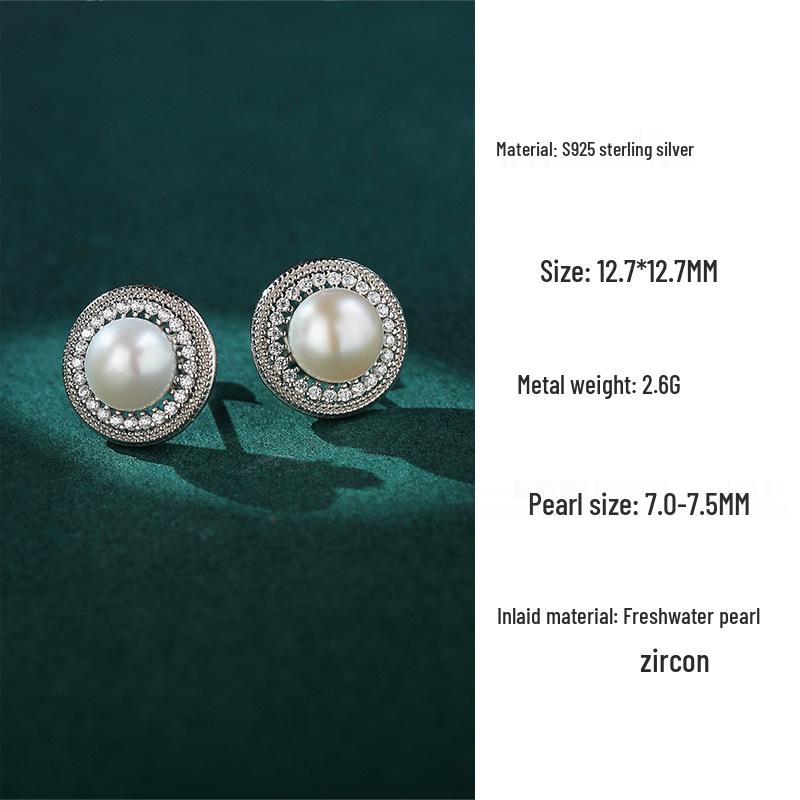 Retro Luxury Freshwater Pearl Necklace for Women - S925 Sterling Silver, Full Diamond Pendant & Clavicle Chain