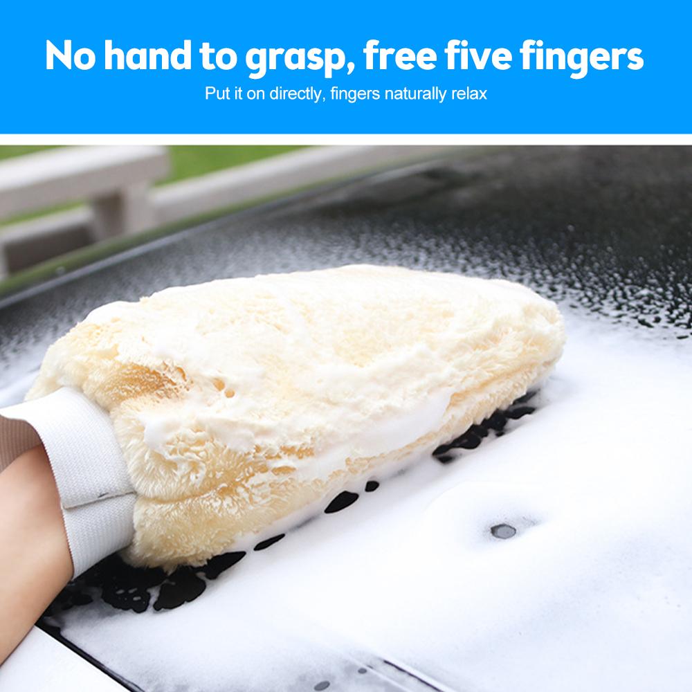 Car Wash Gloves Double-sided Imitation Wool Cashmere Gloves Car Cleaning Tool Beauty Care Thickened Waterproof Tool