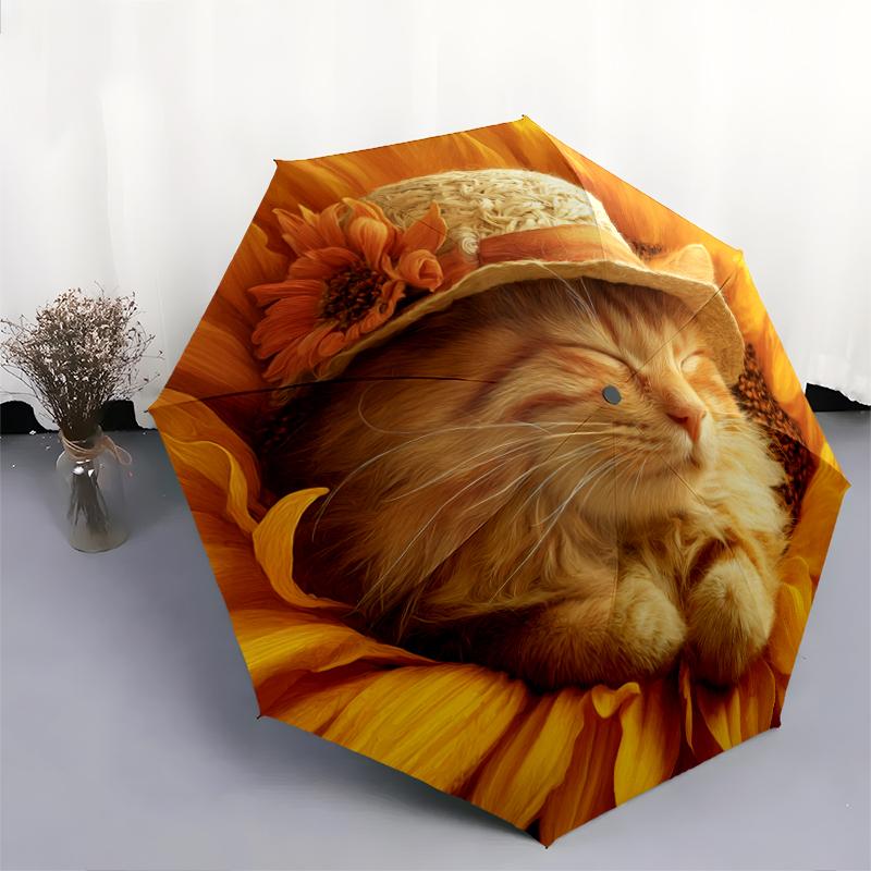 1 PC Automatic Folding Umbrella - Cartoon Pattern, Portable & Foldable Design with 8 Ribs, Christmas Birthday Gifts