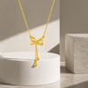 Dainty Gold Bow Knot Pendant Necklace for Women Trendy Tassel Drop Chain Elegant Fashion Pendant Jewelry Gift for Wedding Party Daily Wear