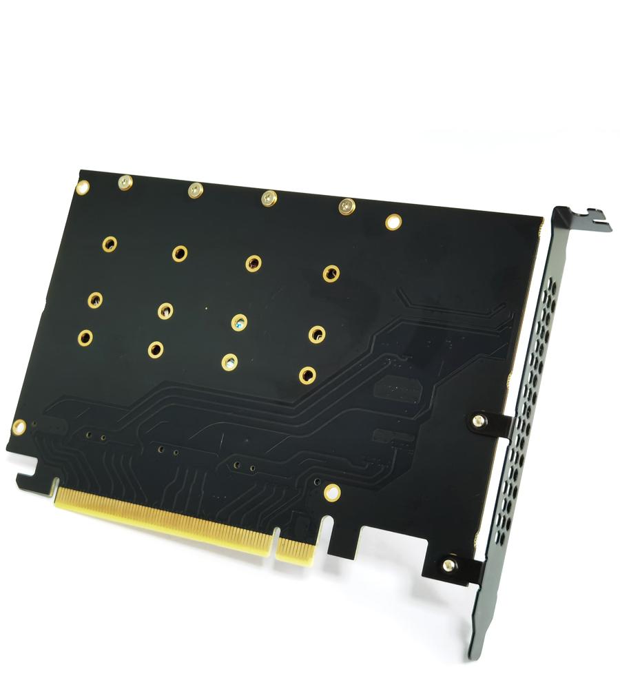 4 Port M.2 NVME SSD To PCIE X16 Adapter Converter Card Support 2230/2242/2260/2280 Host Controller Expansion Card LED Indicator