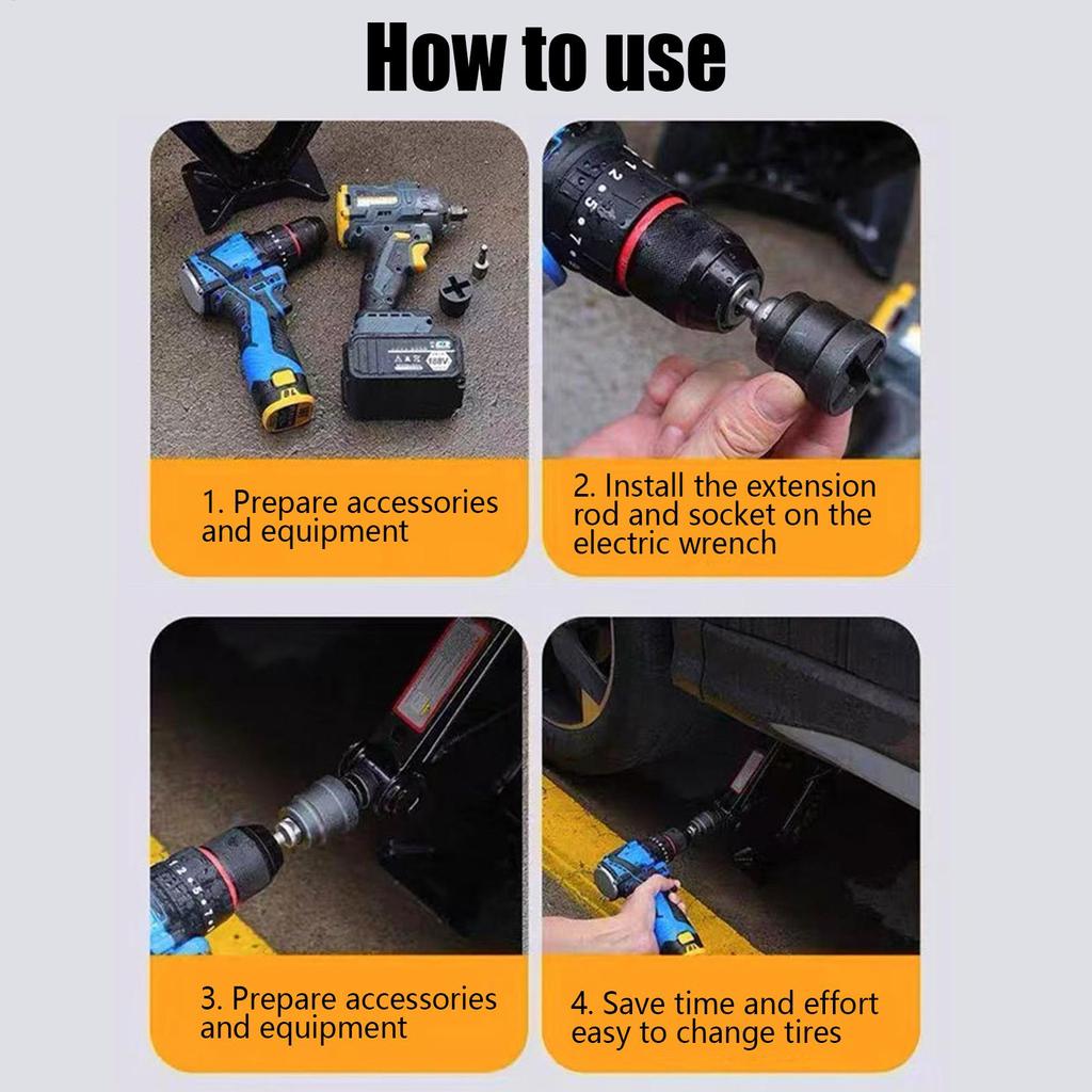 Car Jack Adapter Rust-Resistant Jack Drill Adapter High-Strength Rust-Proof Effort-Saving Tool For Travel Vehicle RV Camping