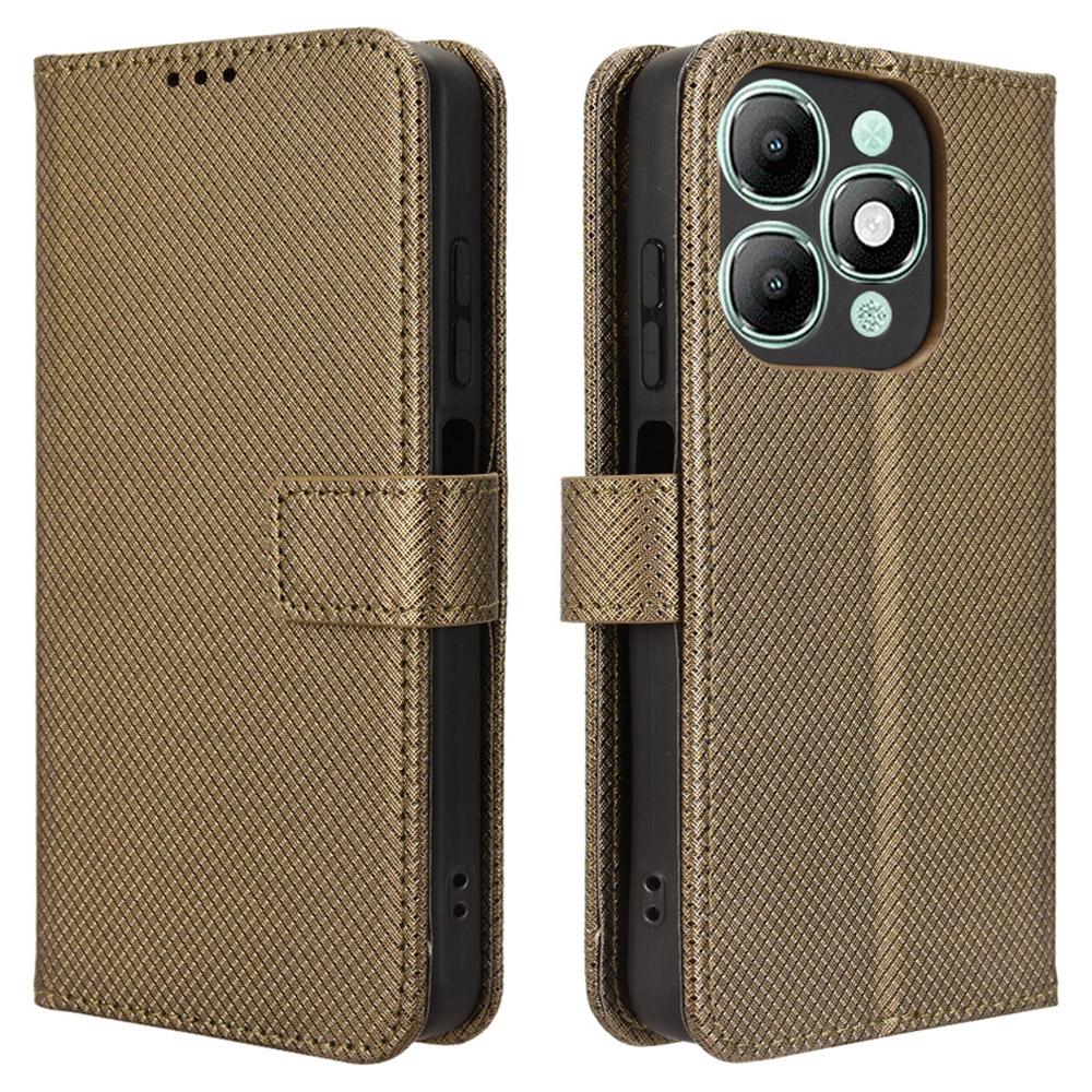 For Itel A90 4G Leather Wallet Case with Strap Diamond Texture Phone Cover
