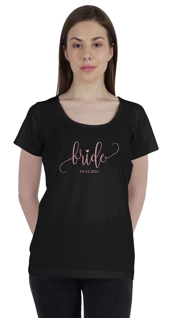 Inkdotpot Personalized Womens Tshirt Top Bride Wedding Announcement Shirt-1N