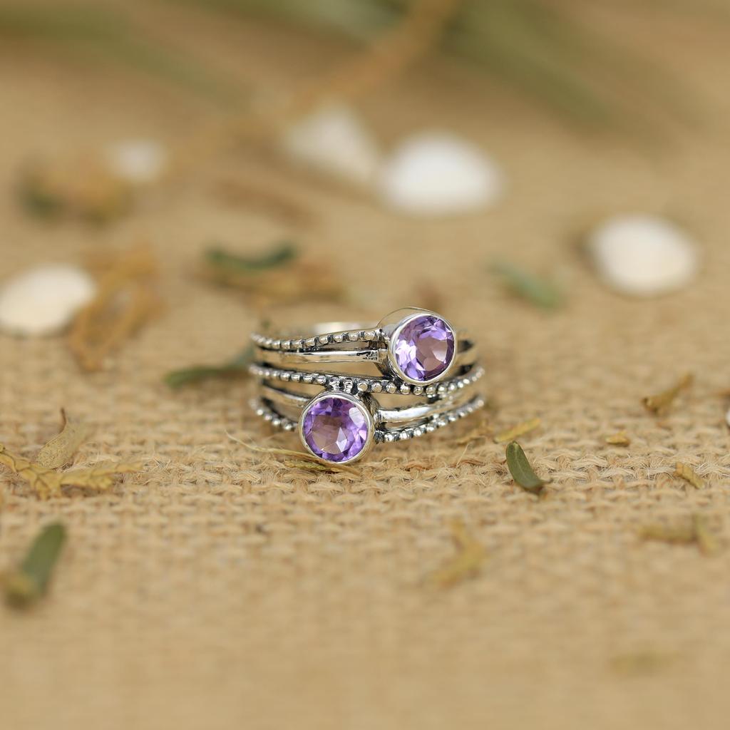 Red Garnet Ring, 925 Sterling Silver Ring, Boho Statement Ring, Eternity Band Ring, Wedding Band Ring, Promise Ring, Gift For Her
