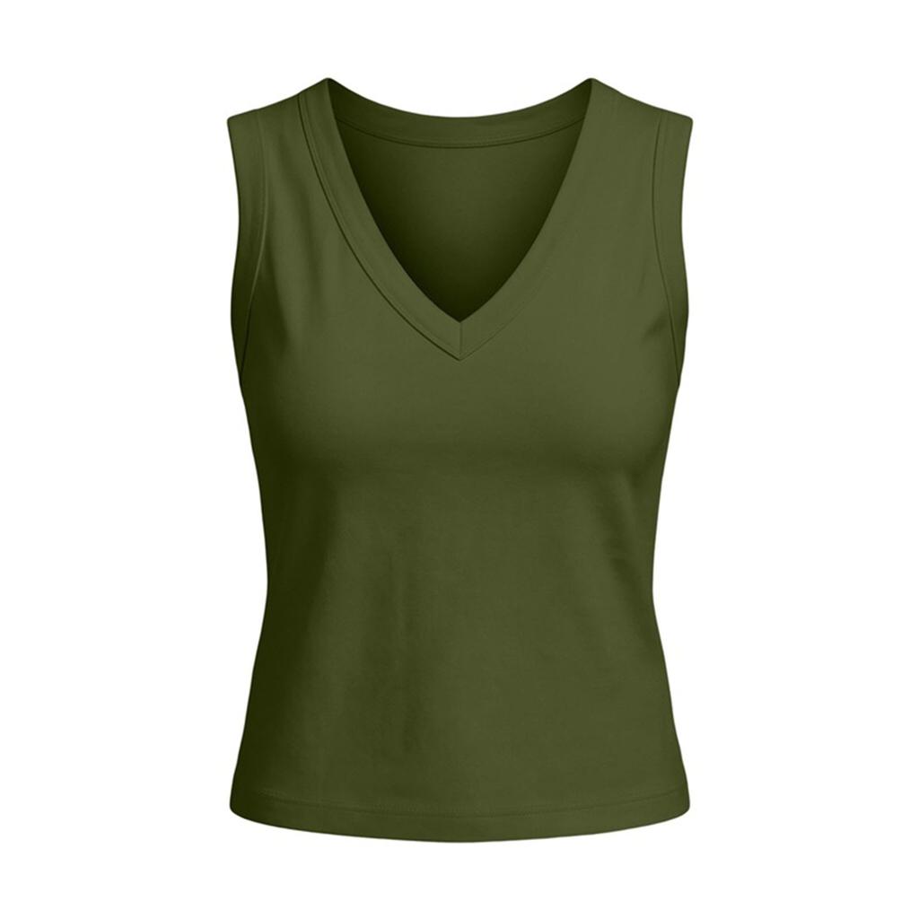 Women's Sleeveless V Neck Tank Top Casual Solid Color Slim Fit Summer Lightweight Soft Fabric Shirt for Daily Wear