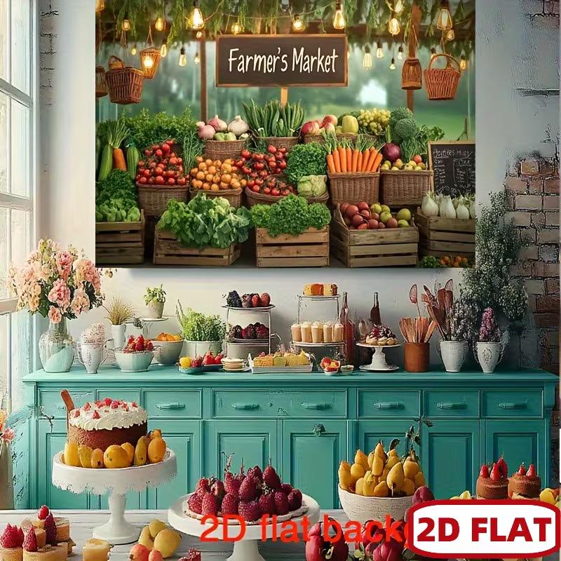 2D Country Farmer's Market Backdrop, Food Photography and Party Background