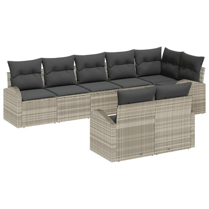 VidaXL Ensemble de canapé de jardin de 9 pièces avec coussins en poly rattan gris 3346102