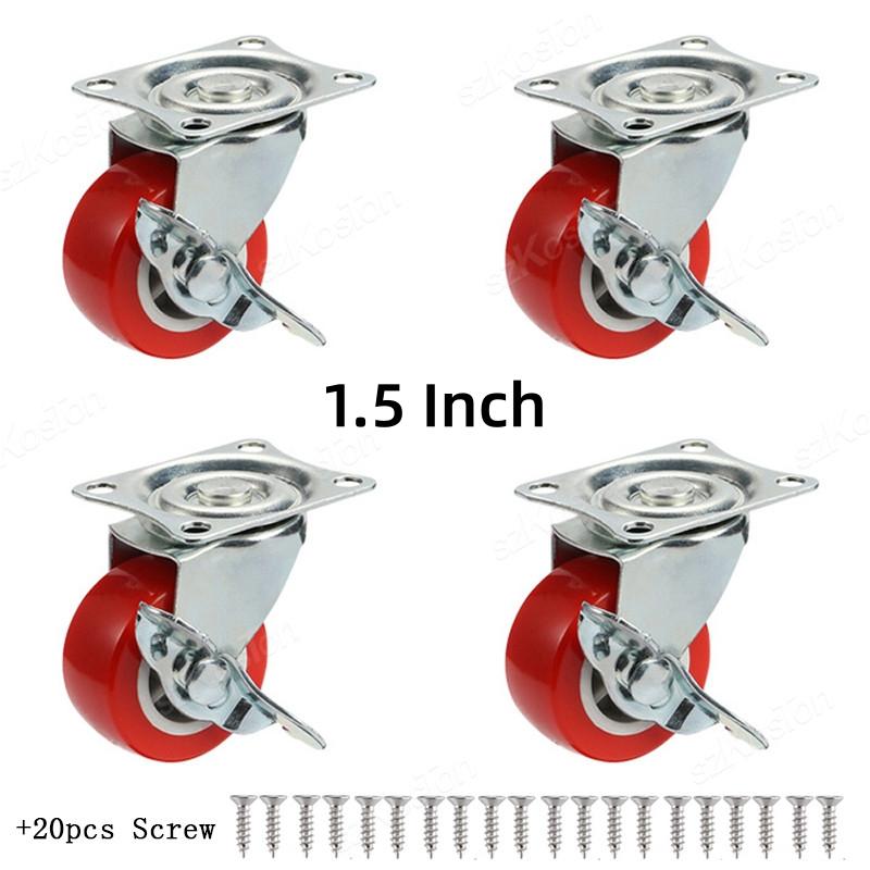 1pcs 1-1 Inch Universal Swivel with Brake Casters Heavy Duty Plate Industrial Caster Rotating Wheels Trolley Furniture Castor