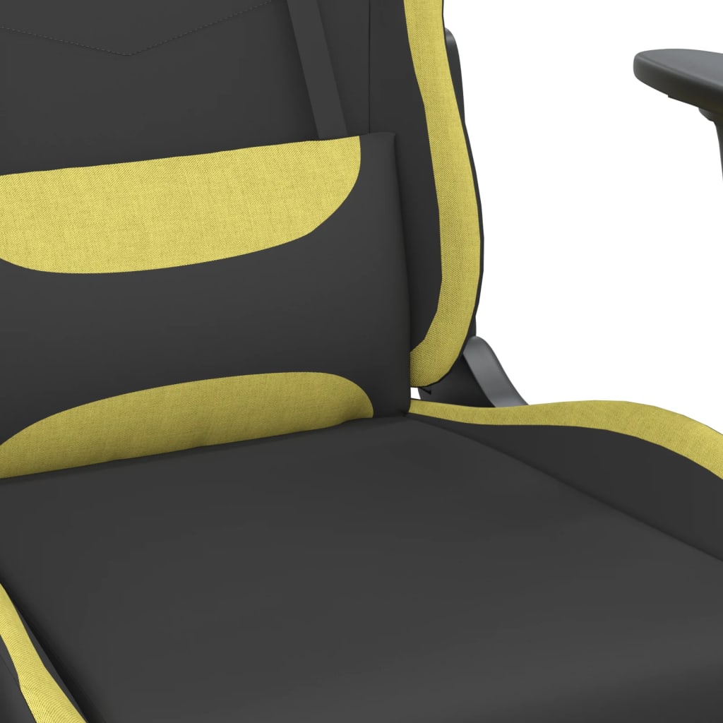 Gaming Chair with Massage Function Black and Light Green Fabric