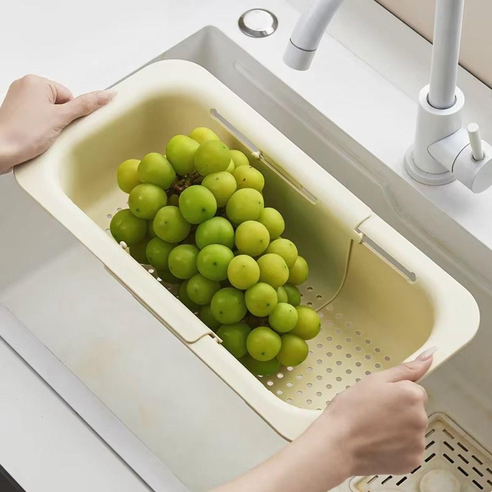 Over The Sink Vegetable Wash Basin Adjustable Colander Strainer Sink Drain Rack  Vegetable Washing