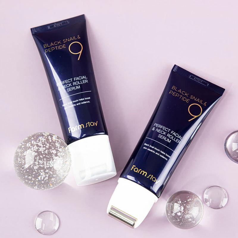 

FARMSTAY Black Snail & Peptide 9 Facial and Neck Roller Serum 100ml