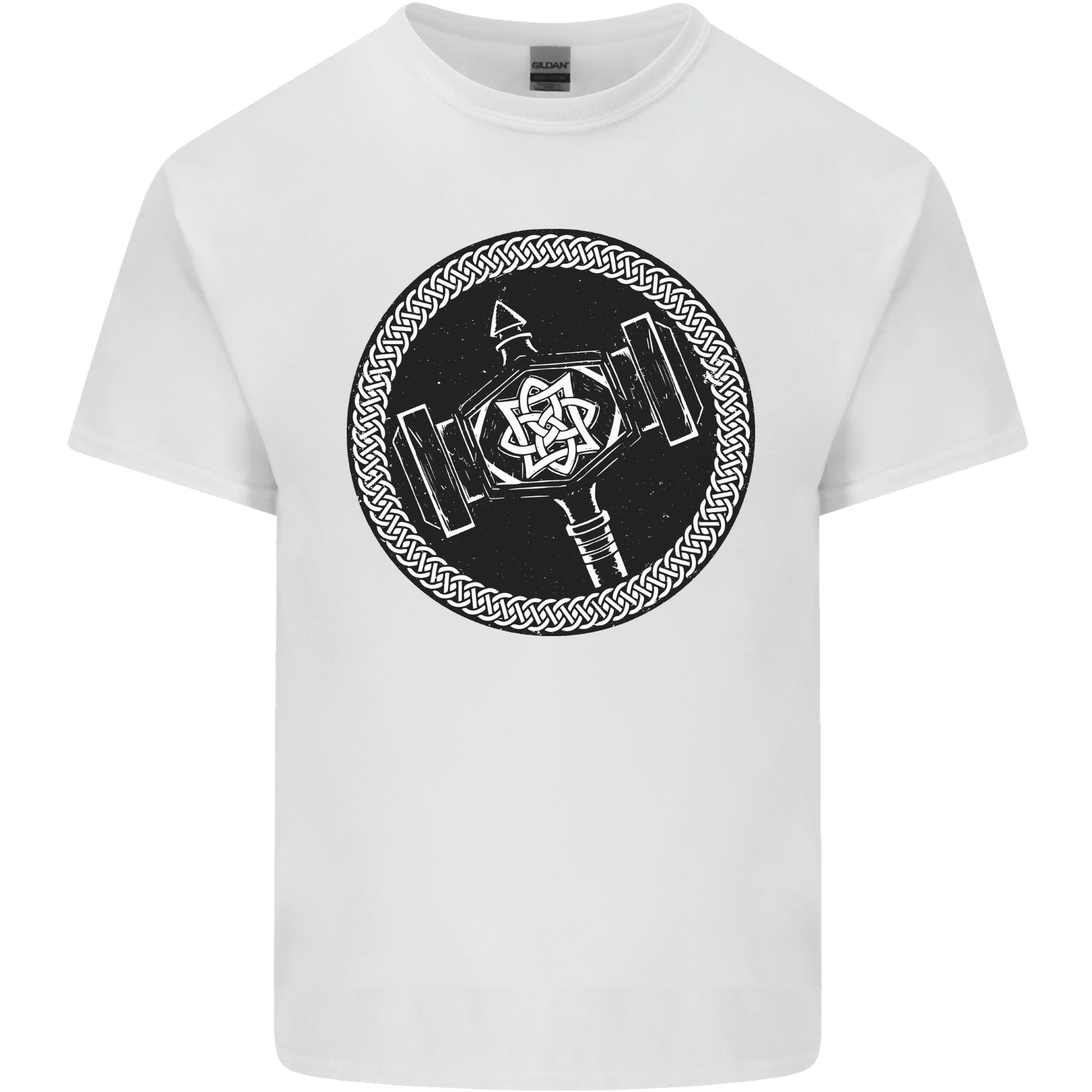 Thor Hammer in a Viking Circle Black Print Unisexs Light Cotton TShirt S