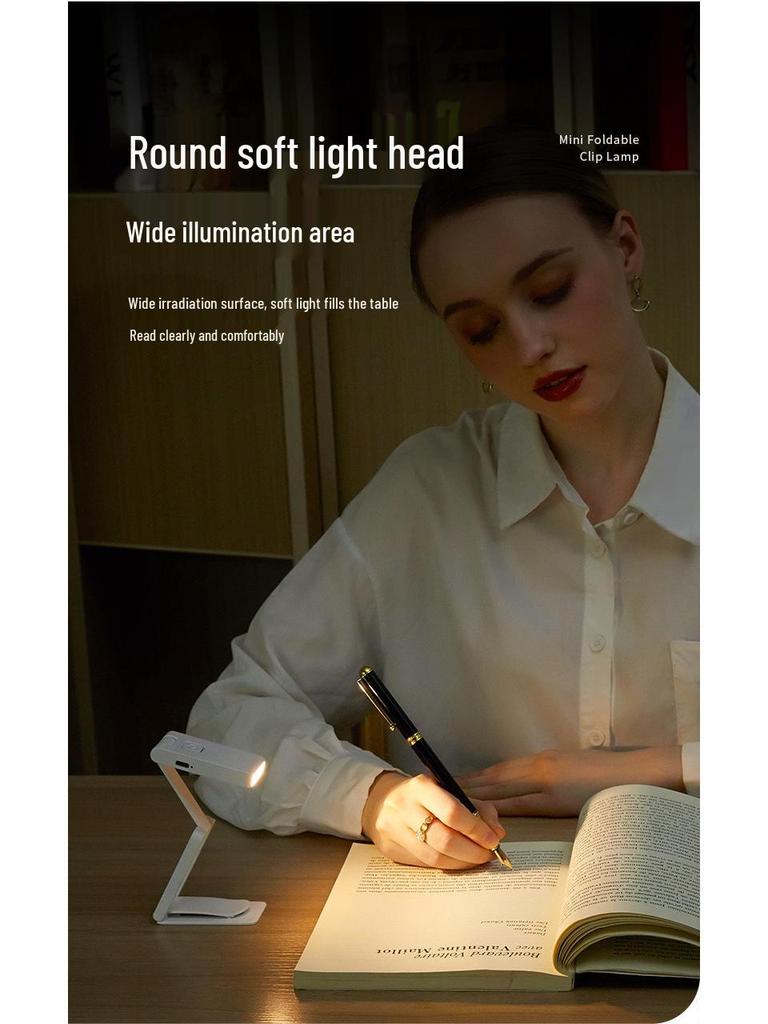 Compact USB Rechargeable LED Desk Lamp - Eye-Friendly Reading Light & Student Gift