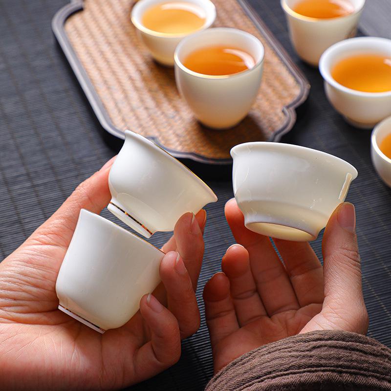 Jade Kung Fu Tea Set: Sheep Fat Dehua White Porcelain Small Tea Tasting Cups - Ideal Gift for Tea Lovers