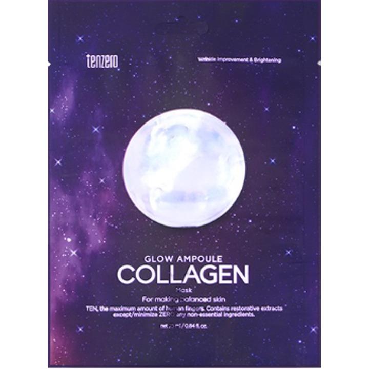 Tenzero Glow Ampoule Collagen Mask Elasticity Boosting & Intensive Hydrating Facial Sheet Mask 25ml (10EA)
