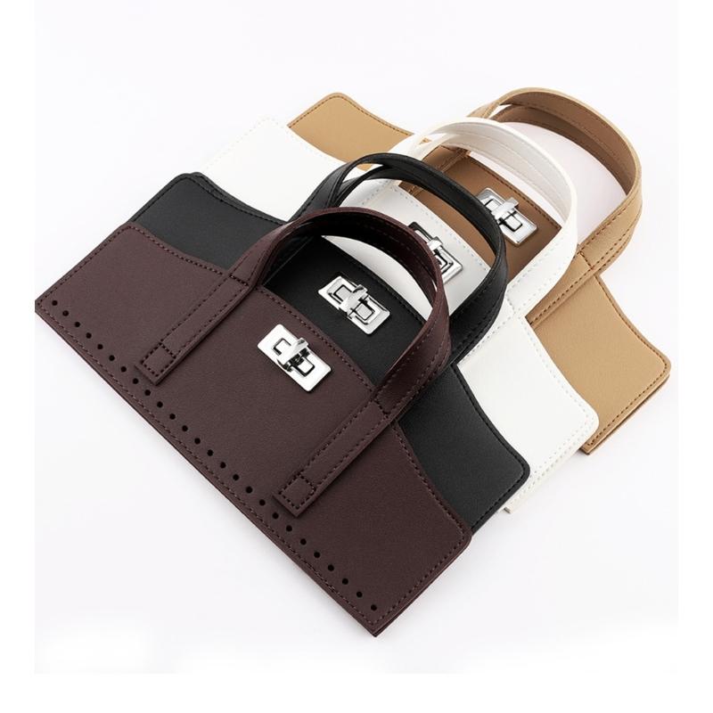 1Set Detachable PU Leather Bag Handle Bag Flap Cover with Lock Replacement Accessorie for DIY Crochet Handbag Sewing Kit
