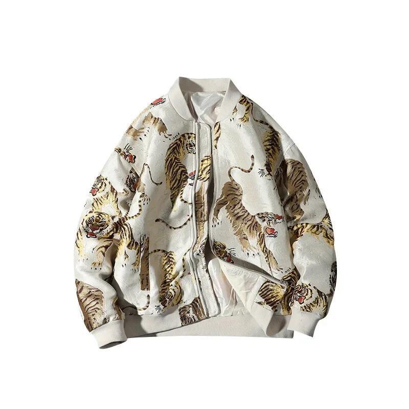 2026 Men Print Baseball Jacket Coats Men Embroidery Crane Jacket Chinese Style Optional Harajuku Bomber Jacket Men Oversize Outerwear
