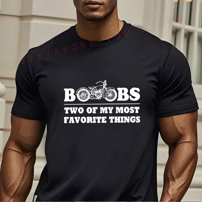 

Nice Motorcycles And Boobs Two Of My Favorite Things TShirt Funny Present For Mens Short Sleeve TShirts Oneck Top Tees 4XL