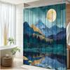 1Pc Modern Art Mountain Night Landscape Shower Curtain-Polyester Fabric Bathroom Decoration With 12 Hooks, Home Decoration,
