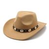 Damen Western Cowboyhüte Nietenbesetzte Eingedrückte Western Cowgirl Hüte Breiter Rand Fedoras Hut mit Gürtelschnalle
