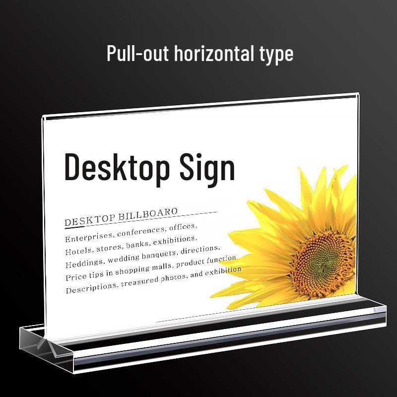 Acrylic Double-Sided T-Shaped Menu & Table Card Holder, A4 Vertical/A5 Pull-Out Display, Customizable