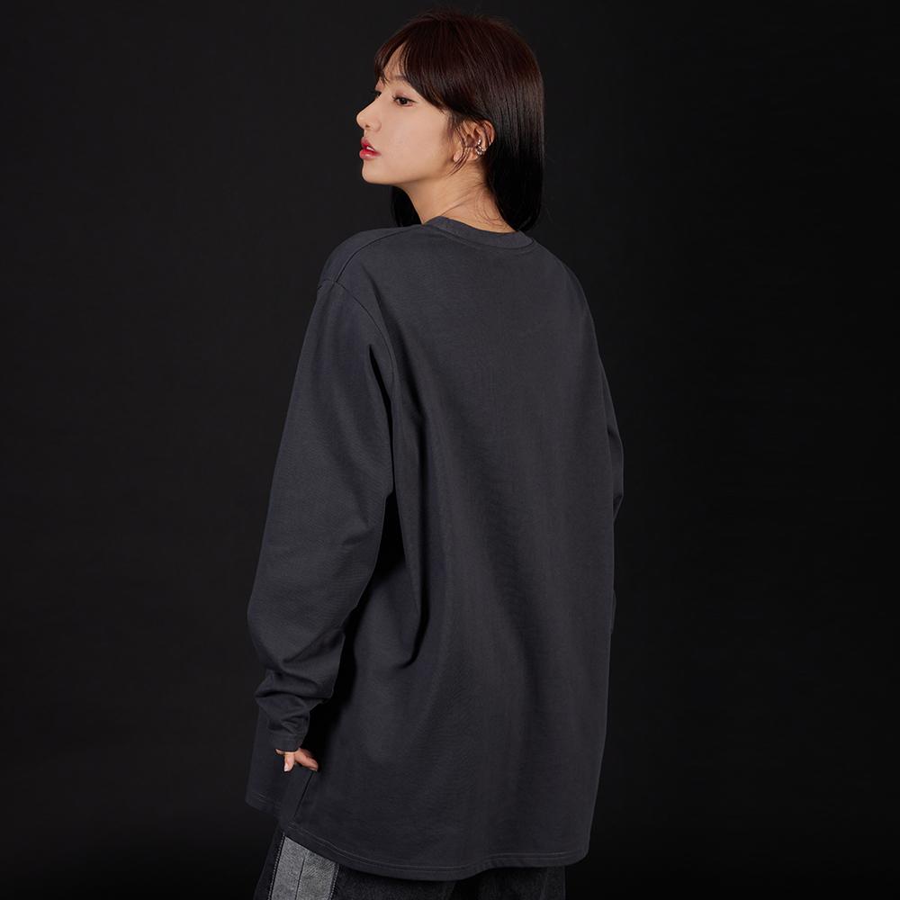 ASTRAL PROJECTION Basic Oversized Long Sleeve T-Shirt_Charcoal