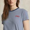 Polo Ralph Lauren Logo Embroidered Striped Casual Crew Neck Short Sleeve T-Shirt Women T-Shirts Blue WMPOKNINCU20830-400