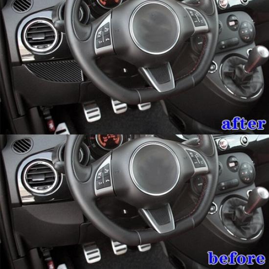 Carbon Fiber Front Below Driver Side Air Vent Cover Trim For Fiat 500 2012-2015