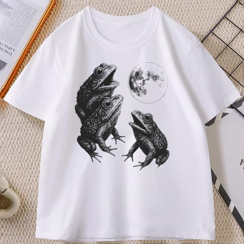 Vintage Pigeon And Moon Print Tshirt Unisex Unisex Pigeon Lover Gift Tshirts Casual Short Sleeve Meme Animal Fun T Shirt