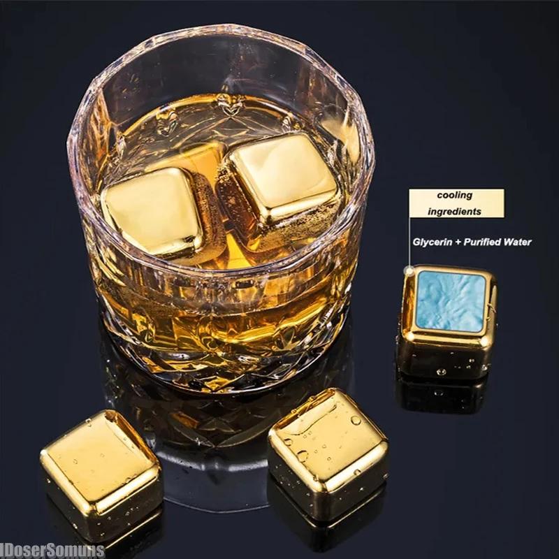 Pietre Refrigeranti Raffreddatore per Birra per Whisky Vino Bevande Strumento da Bar Riutilizzabile Acciaio Inossidabile Cubetto di Ghiaccio Congelamento Rapido Metallo Argentato Pallina di Ghiaccio