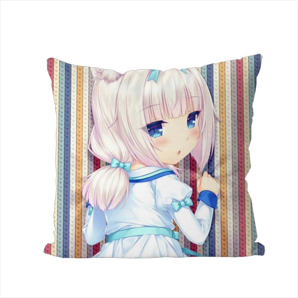 NekoPara Pillow Case For Car Sofa Decorative Home Doublesided Print Plush Square Throw Pillow Cushion Cover
