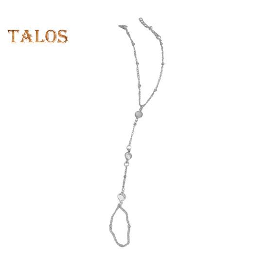 Women Bracelet Ring Integrated Alloy Retro Ethnic Rhinestone Decor Hand Chain Bracelet Ring Hollow Chain Finger Ring Bracelet Boho Beach Jewelry Gift