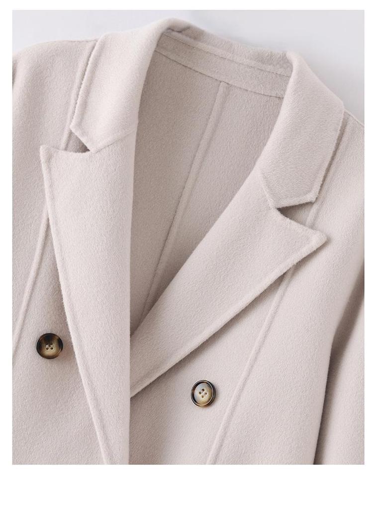 2025 Stylish Mid-Length Double-Sided Wool Coat for Women: Elegant Korean Design, Perfect for Modern Moms