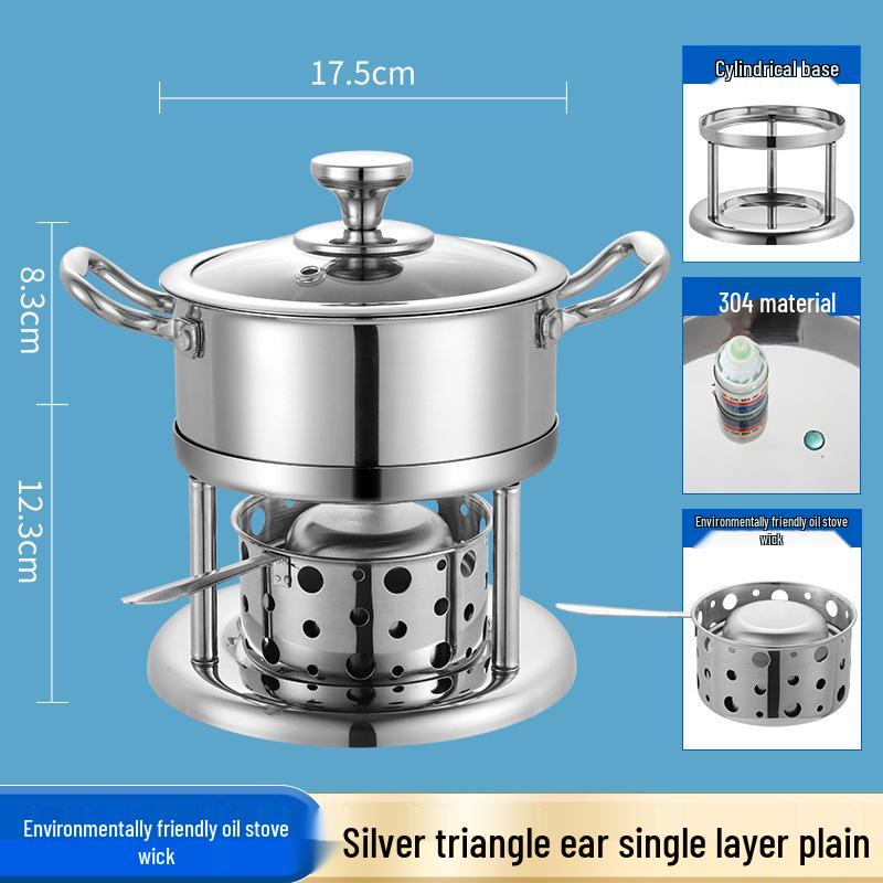 Compact 304 Stainless Steel Single-Serve Hot Pot with Inflatable Gas Stove for Shabu-Shabu