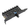 PC Fan Hub 8 Channels SATA Knob Cooling Fan Speed Controller for CPU Chassis Hard Drive VGA PWM Fan PCI Bracket