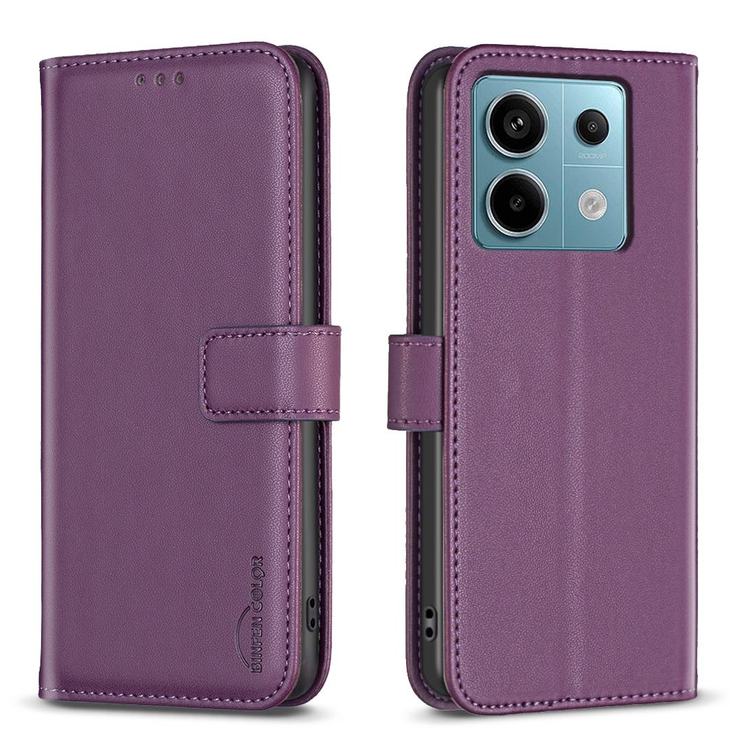 

BINFEN COLOR BF17 For Xiaomi Redmi Note 13 Pro 5G/Poco X6 5G Case Wallet Phone Leather Cover Dark Purple