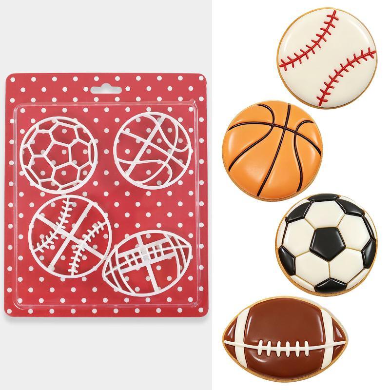 Sports Ball Baking Cutter Non-Toxic Easy Demold Rugby Tennis Football Shaped Mold for Kids Baking Class Activity