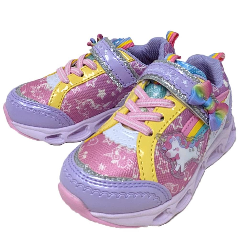 4957 Double Star Luminous Unicorn Girls Kids Sneakers [Double Star] (Purple/Purple (02), 16cm)