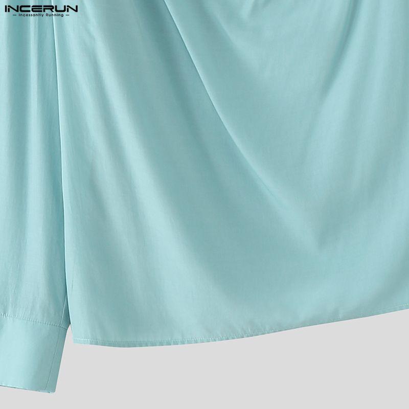 INCERUN Übergroße Herren Deep V Langarm Dünne Lockere T-Shirts Oberteile